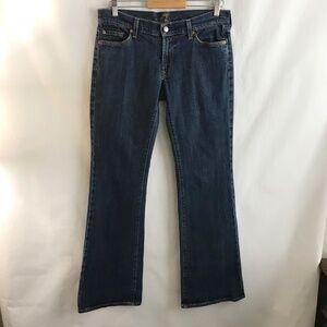 Seven For All Mankind Wide Leg Low Rise Flare Jeans Size 31 Dark Wash Denim Y2K